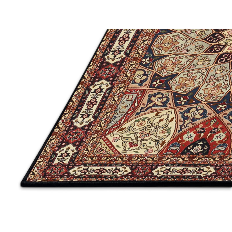 Tapis traditionnel rouge / bleu / ivoire Cottondale, Rectangle 8 pi x 12 pi