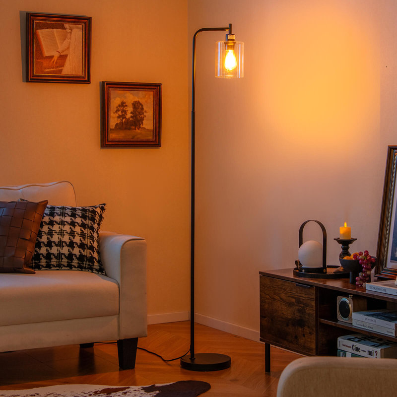 Lampe sur pied arquée et arquée brune 66 po Eshon