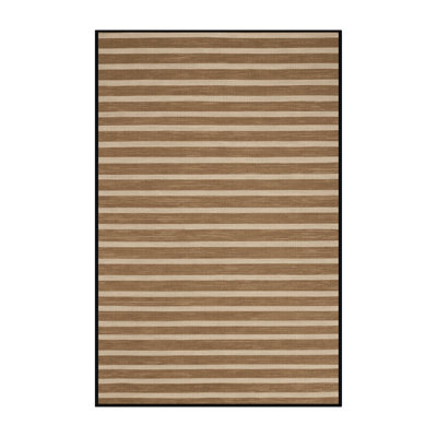 Tapis brun à rayures horizontales lavable à la machine