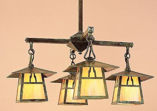Carmel 4 - Light Chandelier, 8" / Empty, Verdigris Patina, Gold White Iridescent
