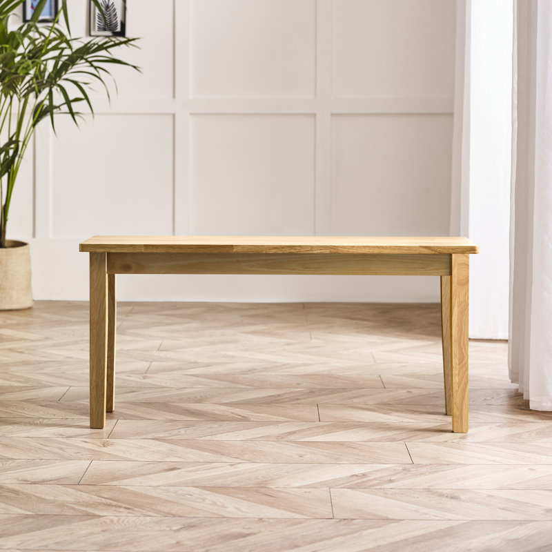 Alissah Rubberwood Extending Dining Table Set - Traditional Rustic Farmhouse Style, Oak, 4 Pieces: Table, Bench, 2 Chairs