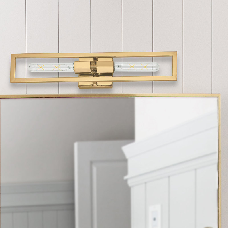 Payan 2-Light Dimmable Steel Wall Sconce , Aged Brass, 22" H x 4.5" W x 2.5" D