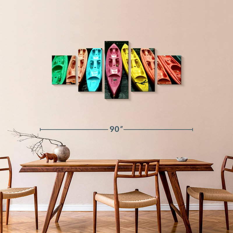 Kayaks en couleurs, H 34 po x l 74 po