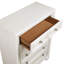 Commode haute Rotu, moulure en corde 5 tiroirs, placage de frêne blanc