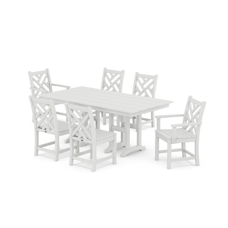 Chippendale 7-Piece Farmhouse Dining Set, White