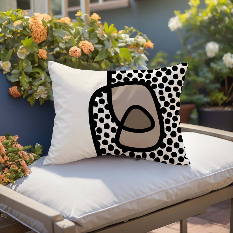 Coussin lombaire réversible intérieur / extérieur Jai Abstract, H 14 po x l 20 po, Beige