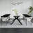 9 - Piece 110'' Extendable Dining Table Set Sintered Stone Dining Table With 8 Fabric Arm Chairs-131872179