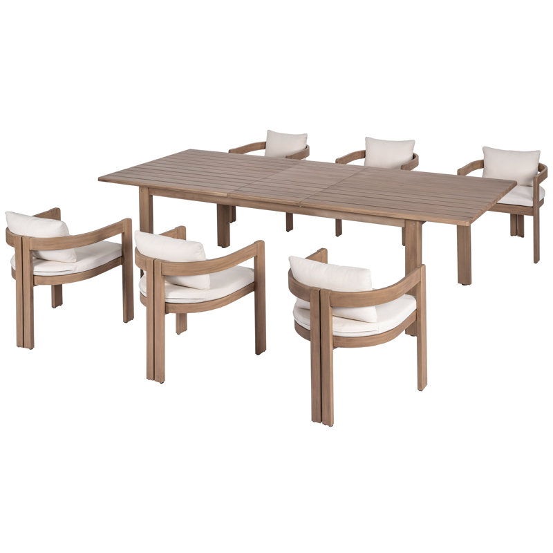 7 Piece Dining Set, Cream