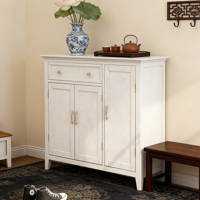 Banc de rangement blanc en bois manufacturé, Blanc