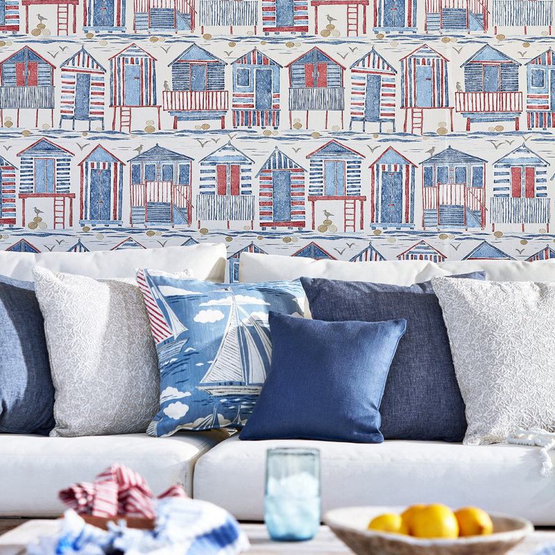 Beach Huts Fabric, Nautical