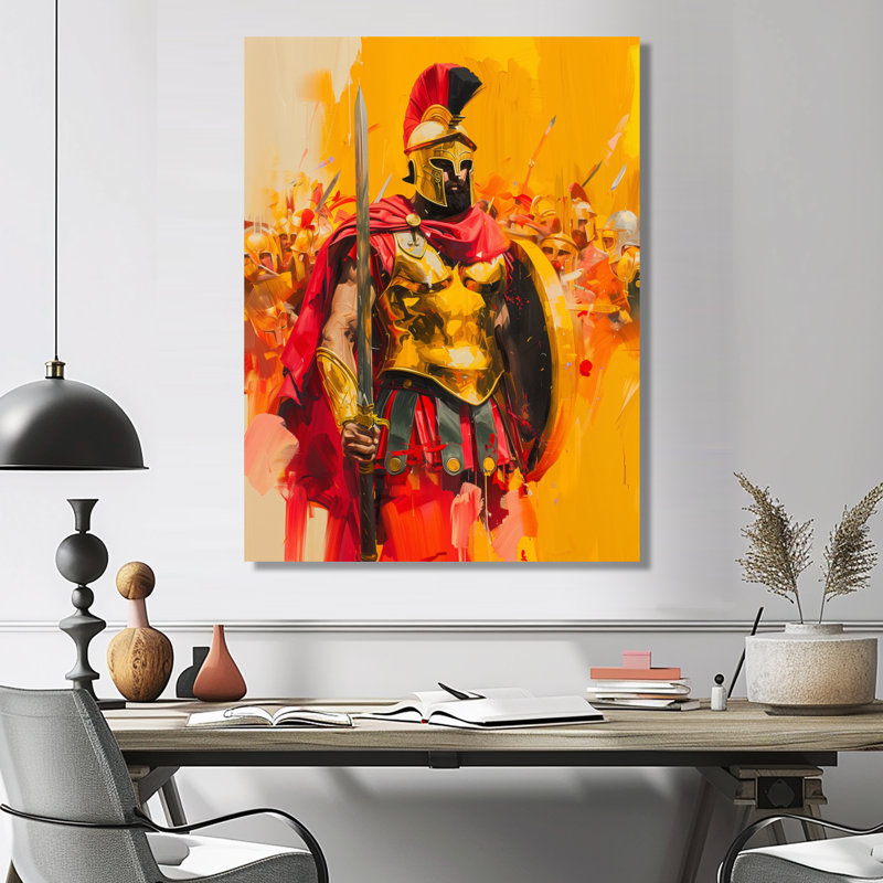 Spartan Leonidis King Warriors In Grèce II - décoration murale armée, H 20 po x l 12 po x P 1 po, Toile tendue