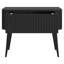 Nightstand with Fluted Design and Drawer, Black with Black Legs
