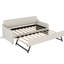 Lit de jour simple avec couchette et option de chargement - Beige calme et pliable