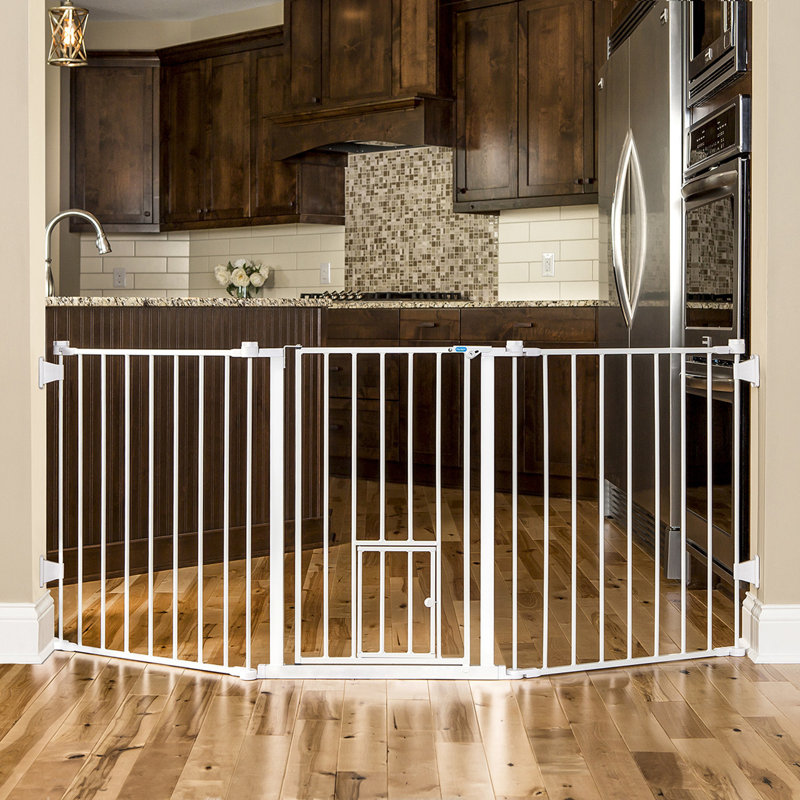 Carlson 30" H x 76" W White Metal Pet Gate with Small Door