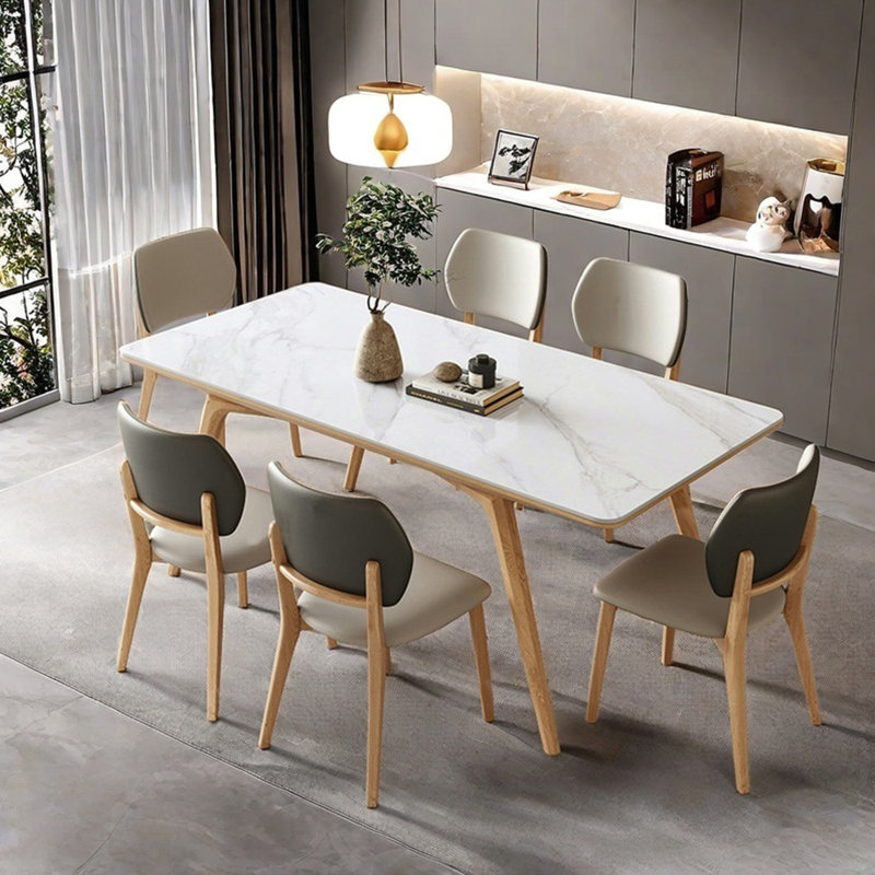 Ensemble de table et chaises Legant White Ash, H 29,92 po x L 70,86 po x l 35,43 po