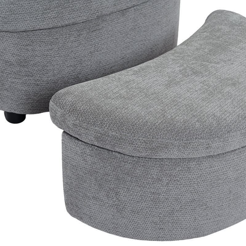 Fauteuil demi-tonneau avec repose-pieds en chenille Premium, Grey
