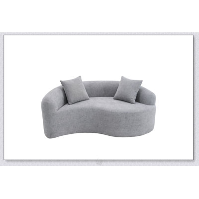 Causeuse à double profondeur courbée en S avec éponge à compression complète, chenille gris clair pour les petits appartements, capacité de 400 lb