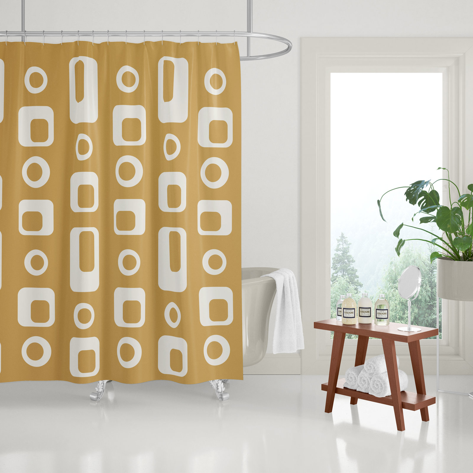 Mette Mid-Centiury Shower Curtain, Mustard