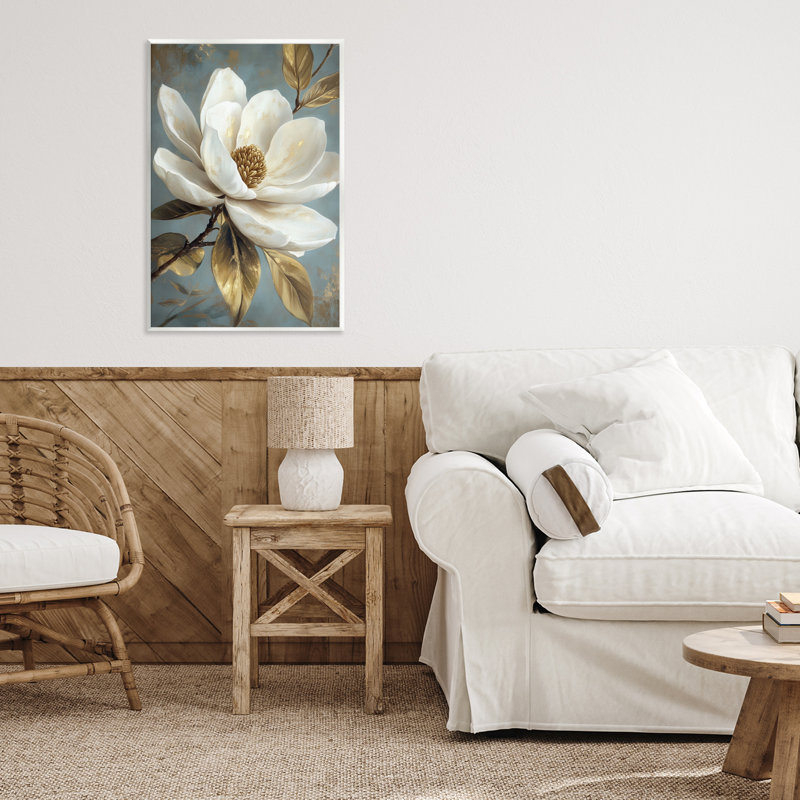 Plaque murale fleurie en magnolia blanc, par Petal Prints Design, H 19 po x l 13 po