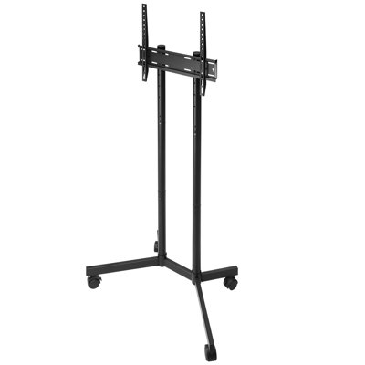 Support de moniteur portable à roulettes, compatible avec les téléviseurs DEL et OLED de 32 à 65 pouces, hauteur réglable, supporte jusqu'à 40 kg, compatible avec différents types de téléviseurs, en acier au carbone noir, idéal pour une chambre à coucher.
