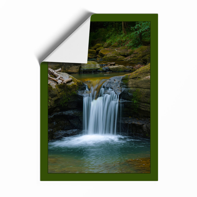 Emerald Waterfall Coastal - Framed Print, A1 - 84.1 x 59.4 cm, Unframed