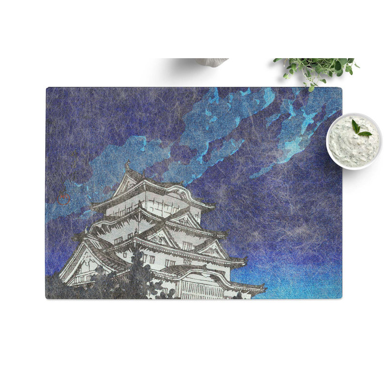 Tempered Glass Himeji Castle by Hasui Kawase Chopping Board, 28.5 cm x 20 cm