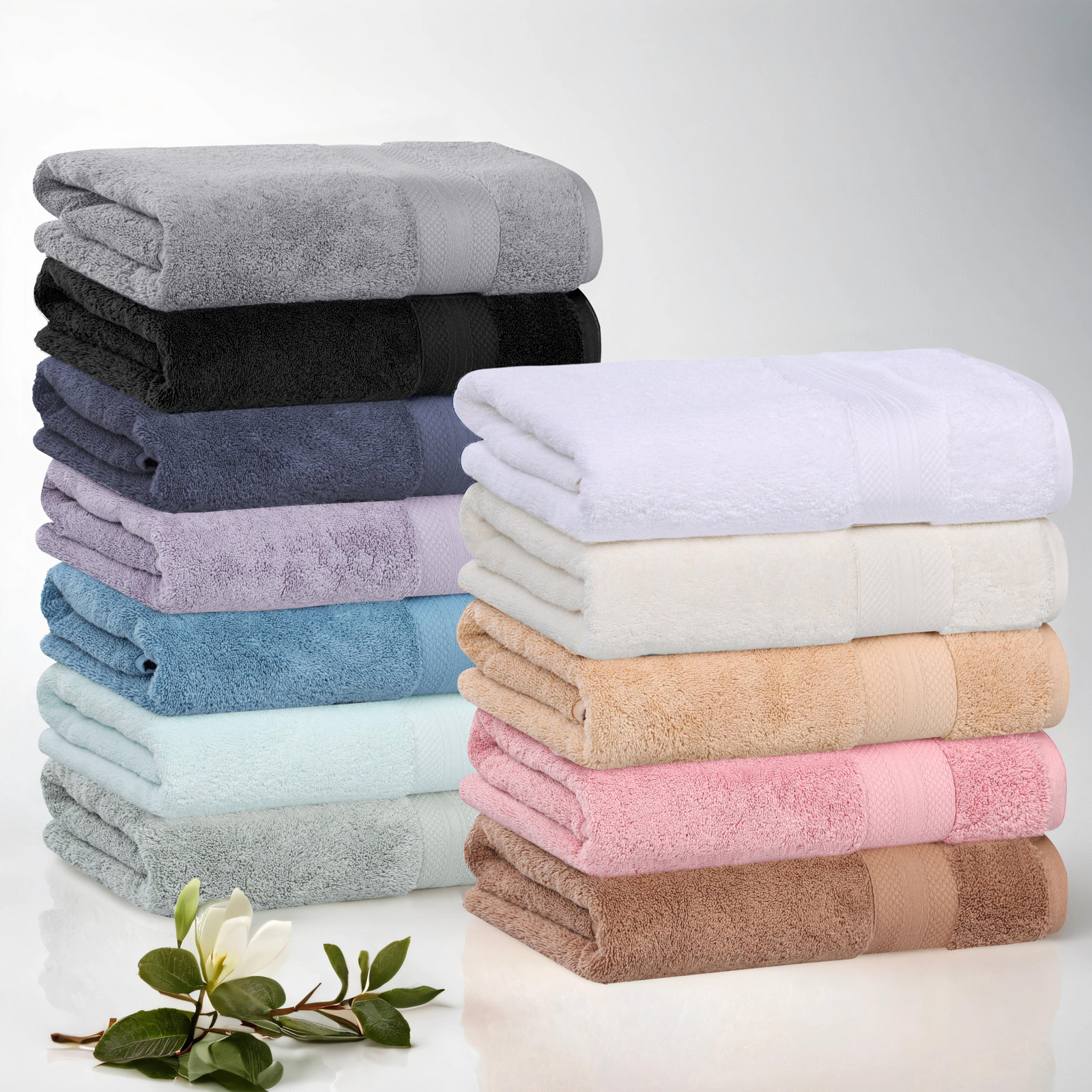 Finnian Ultra-Plush Heavyweight, 100% Turkish Towel Collection, Dusty Aqua, 12 Piece Towel Set