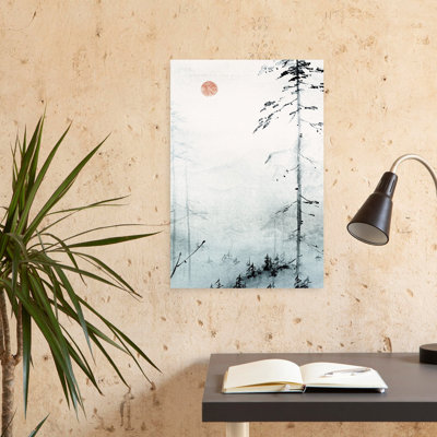 Art contemporain, paysage forestier traditionnel minimaliste serein