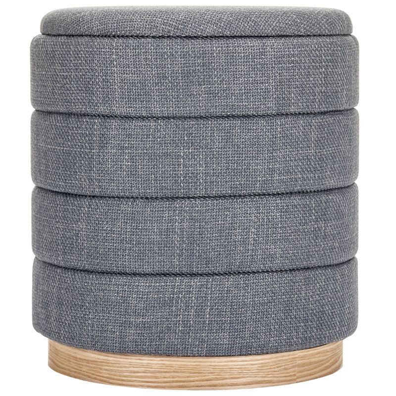 Repose-pieds rond avec rangement en lin 16 po, Gris