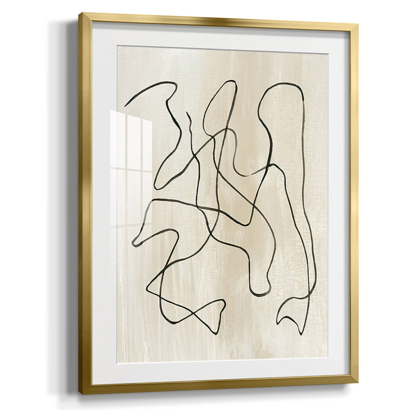 Relié III, peinture sur papier encadrée, Or