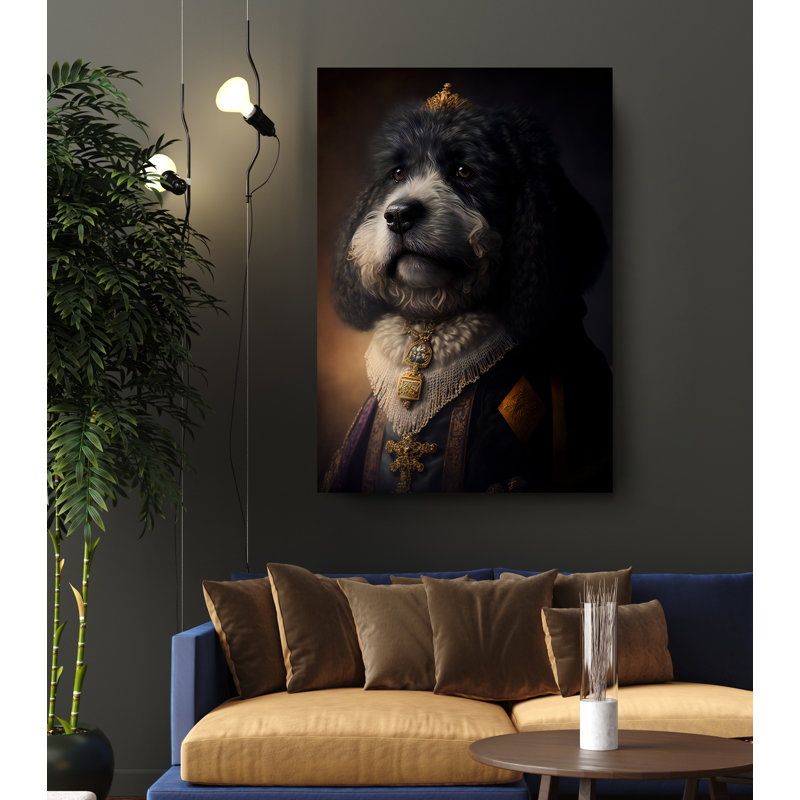 Chien impérial sur toile, H 24 po x l 16 po x P 1 po