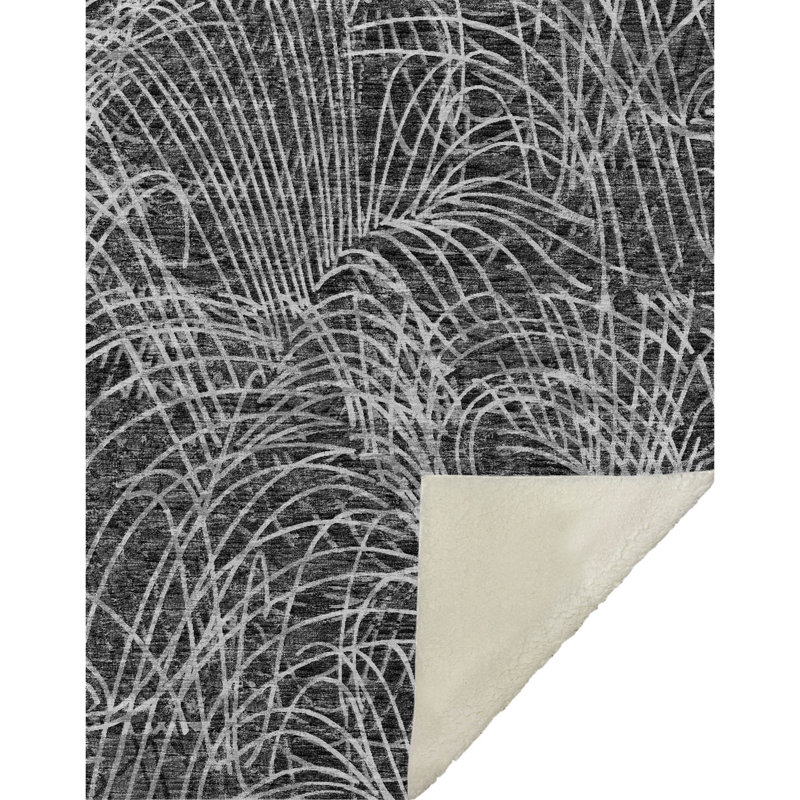 Couverture en sherpa noire One Pixie Street, 127 x 178 cm, noire, Noir; gris