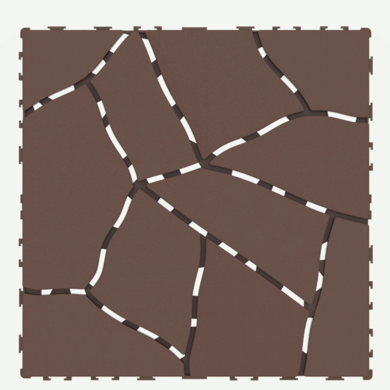 Brown Faux Stone Pattern Interlocking Outdoor Deck Tiles, 12" x 12"