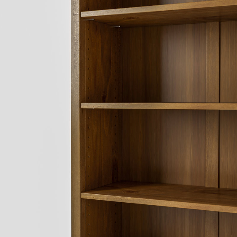Bibliothèque en bois massif de style Shaker classique, (6 tablettes) H 72 po x l 30 po x P 13,25 po, Moka