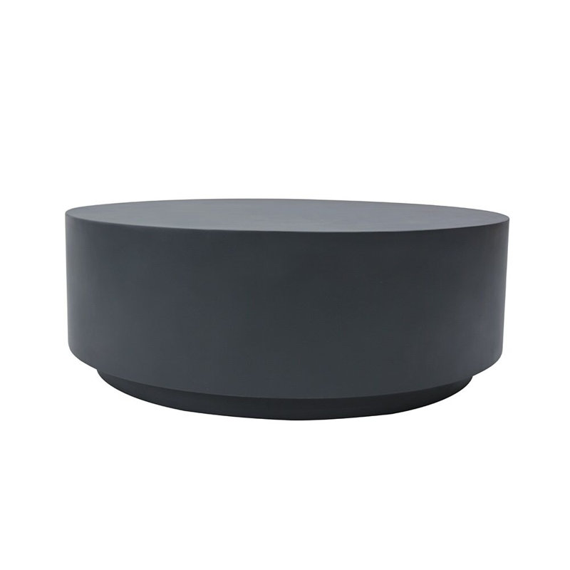 Round Concrete Outdoor Coffee Table, Black
