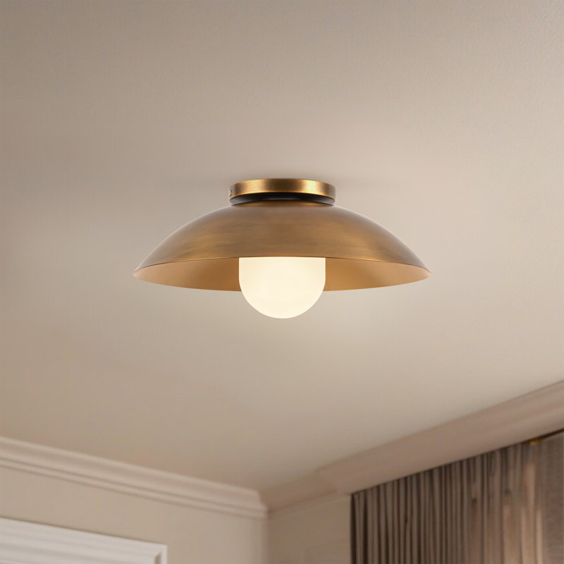 Umbra 14-in Black Semi-Flush Mount, Antique Brass