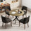 Ensemble de table de salle à manger 31 po avec chaises 2/4 en tissu, plateau en panneau de fibres à densité moyenne brun rustique, style maison de campagne industrielle pour petits espaces