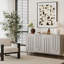 Buffet moderne en bois laqué gris moderne à 4 portes avec tablette réglable pour le salon, le vestibule, le couloir, le bureau, la cuisine et la salle à manger