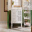Ensemble de meuble-lavabo avec lavabo en céramique, meuble-lavabo simple autoportant avec 2 tiroirs et armoire de rangement