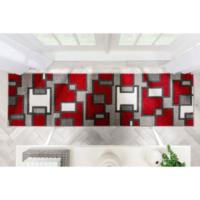 Tapis rouge à motif géométrique Brigman