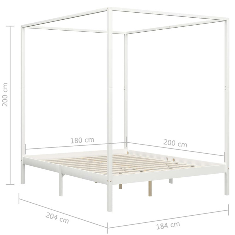 Harrison Solid Wood Bed, White, 100 x 200cm