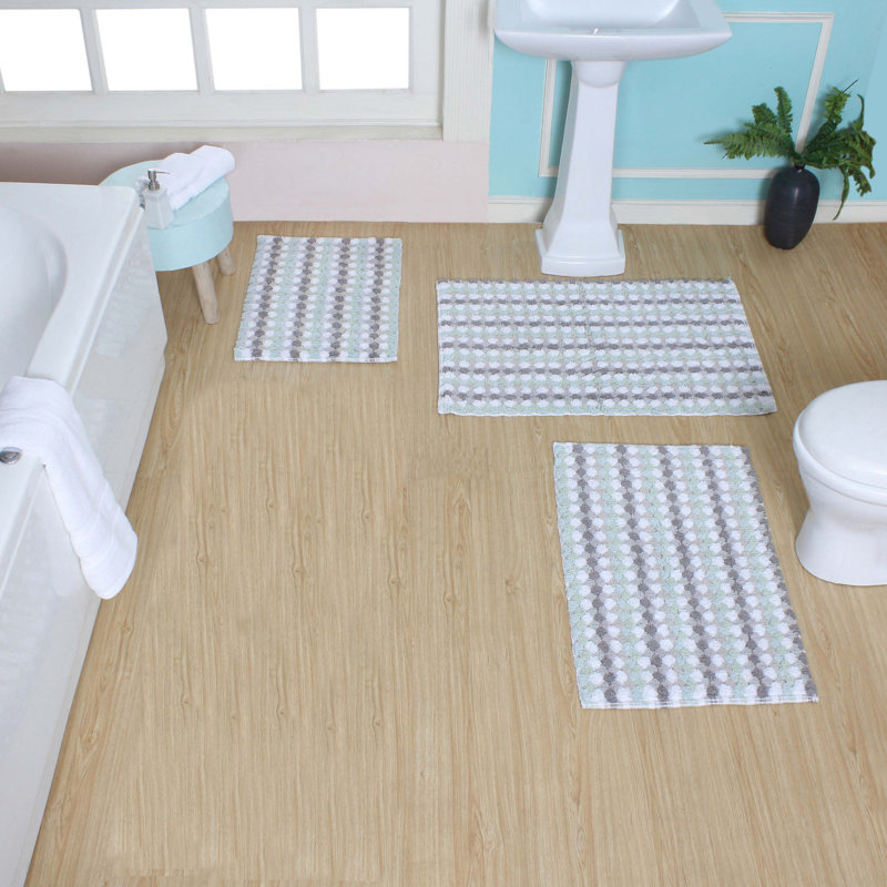 Tapis pour salle de bain 100% coton absorbant l'eau Macek, Bleu
