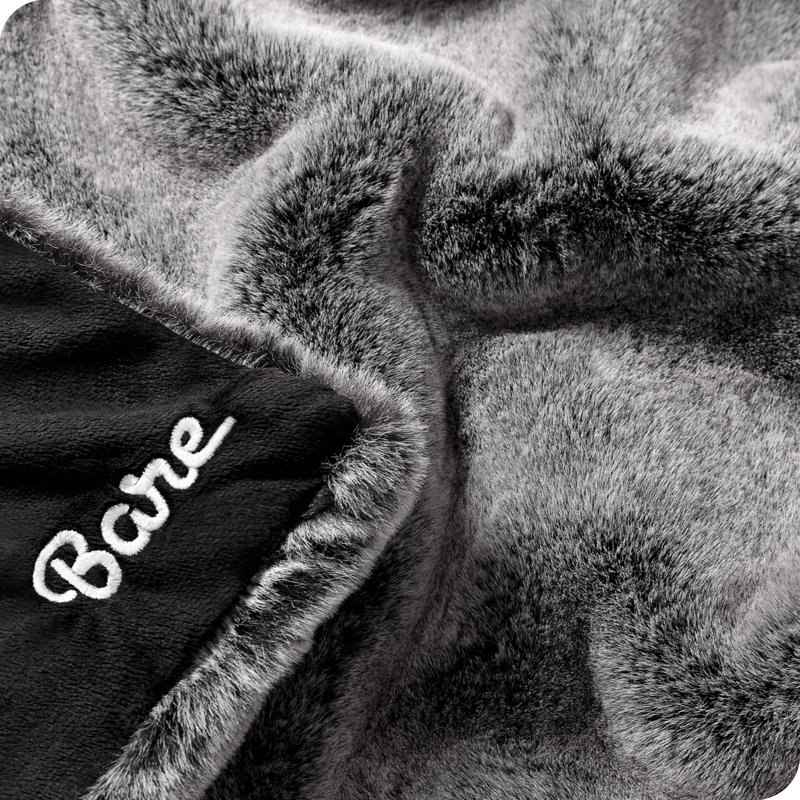 Variegated Gray Faux Fur Ultra-Soft Fleece Throw Blanket