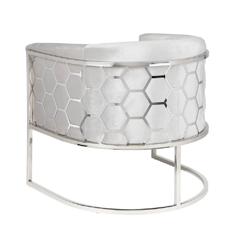 Quesenberry Velvet Barrel Chair, Gray Velvet