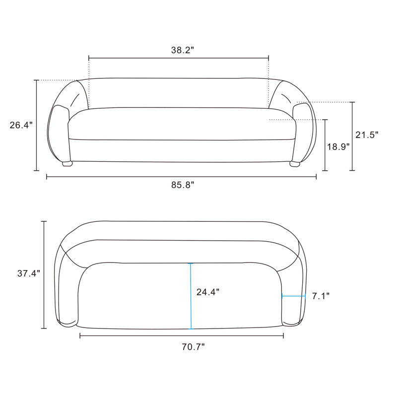 Cezmi 2-Piece Modern Chenille 85.8" Sofa and Accent Chair Set in, Cezmi Green Chenille