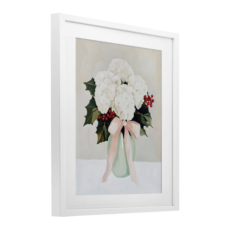 «Christmas Hydrangea Blooms», reproduction encadrée sous verre, design par Arlington Prints, H 21 po x l 17 po