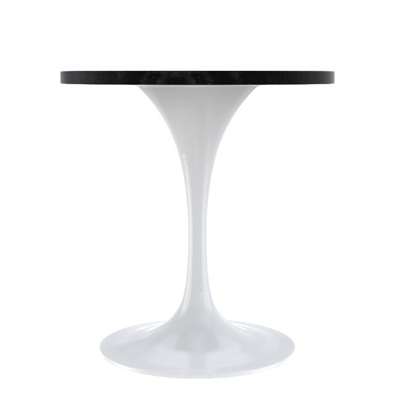 Heatherton Round Dining Table with MDF Top and White Stainless Steel Pedestal Base Kitchen Table Seats 2-4 Person, Black