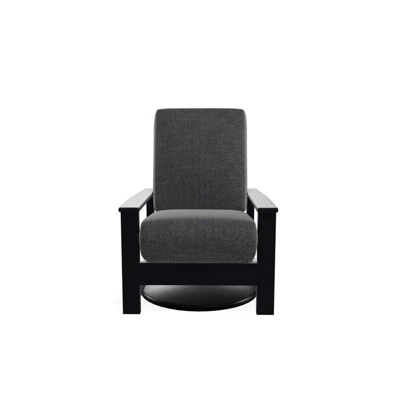 Chaise berçante pivotante cachée en polymère Leeward, Noir, Tissage uni ardoise coulée Sunbrella®