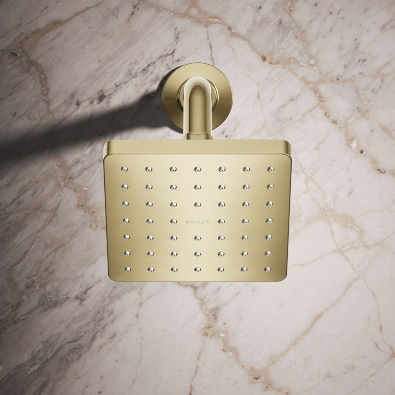 Parallel Single-Function Square Showerhead, Shower Head with One Spray, 2.5 GPM, Vibrant French Gold