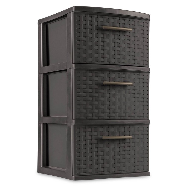 Sterilite Gray 3-Drawer Wide Weave Tower